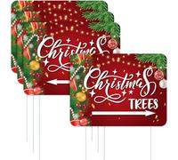 AceOrbit 3 Pcs Christmas Trees Yard Signs 16 x 12 Inches Christmas Arrow Decor Double Sided Outdoor Holiday Decorations with 6 Stakes Lawn Decor for Xmas Tree Theme