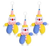 AceOrbit 3 Pcs Handmade Crochet Clown Keychains Cute Clown Charm Funny Christmas Pendant Birthday Gifts for Car Key Backpack(Cute Style)