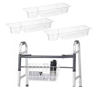AceOrbit 3 Pcs Walker Basket Insert Clear Plastic Cup Holder Walker Tray Wheelchair Caddy Universal Accessories for Handicap Seniors Elderly