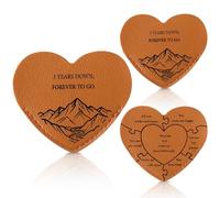 AceOrbit 3rd Anniversary Leather Bookmark 2.3 Inch, Engraved 7 Reasons Why I Love You Bookmark Back with White Velvet Pouch, Heart Shaped Book Mark Gifts for Him or Her Couples