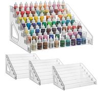AceOrbit 4 Pack Clear Paint Organizer 7 Layers Acrylic Paint Organizer 12.2 x 11.6 x 7.3 Inches Storage Rack Craft Rack Miniature Holder for Bottles