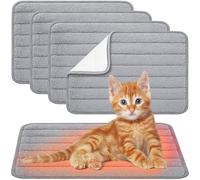 AceOrbit 4 Pack Self Warming Cat Bed Indoor Grey Self Heating Pet Pad 16 x 20 Inch Washable Thermal Pet Kennel Mat with Anti-Slip Bottom