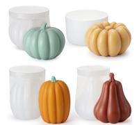 AceOrbit 4 Pcs 3D Pumpkin Candle Molds for Candle Making Fall Halloween Thanksgiving Silicone Molds 3D Autumn Harvest Pumpkins Silicone Mould Pumpkin Epoxy Resin Soap Wax Mold Home Decor Handmade Gift