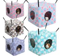 AceOrbit 5 Pcs Rat Cube Hammock Cozy Ferret Hanging Cage Accessories Hamster Hanging Toy Accessories Chinchilla Bed Hideout Plush Small Animal Bed House for Sugar Glider Squirrel Reptiles