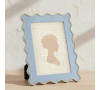 AceOrbit 5x7 Inch Light Blue Scalloped Picture Frame Wavy Edges Resin Vintage Decorative Picture Frames Front Wavy Gold Trim Art Tabletop Display Wall Hanging, Gift for Wedding Christmas Home Decor