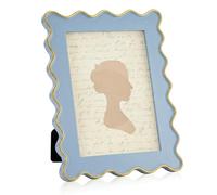 AceOrbit 5x7 Inches Light Blue Scalloped Picture Frame Cute Wavy Edge Resin Real Glass Photo Frame for Desktop Display Home Decor Family Friends Wedding Graduation Gifts