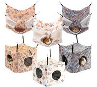 AceOrbit 6 Pcs Ferret Cozy Cage Accessories Triple Rat Cage Hanging Hammock Guinea Pig Cube Hammock Chinchilla Bed Hideout Small Animals Toy Accessories Sugar Glider Squirrel Hamster (Cute Paws)