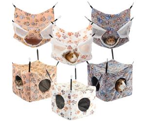 AceOrbit 6 Pcs Ferret Cozy Cage Accessories Triple Rat Cage Hanging Hammock Guinea Pig Cube Hammock Chinchilla Bed Hideout Small Animals Toy Accessories Sugar Glider Squirrel Hamster (Cute Paws)