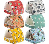 AceOrbit 6 Pcs Guinea Pig Hideouts, Guinea Pig Nest Tunnel Washable Small Animal Cage Accessories Rat Bedding for Chinchilla Rabbit Hamsters Hedgehogs Ferrets (Light Color,Simple Patterns)