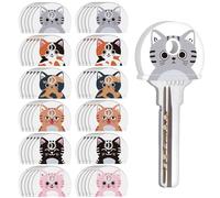 AceOrbit 60 Pcs 6 Patterns Key Covers Caps Bulk, 1" Key Identifiers Painted Vinyl Covers for House Office Keys Head Protectors for Standard Keys, Not Suitable for Odd-Shaped (Cat Style)