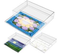 AceOrbit Acrylic Tray 8" x 12" x 2" Large Clear Acrylic Tray with Drawer for Insert Customizable Photos Artwork Fabric Clarity or Messages Display Plastic Drawer Organizer for Vanity Bathroom Kitchen