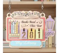 AceOrbit Back to School Books Read This Year Counter First Day of School Book Lovers Gifts for Women Bookish Wooden Hanging Counter Sign Bookshelf Decor for Bookworm Reading Librarian Teacher