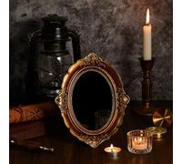 AceOrbit Black Obsidian Scrying Mirror with Vintage Frame Obsidian Mirror for Meditation, Divination and Spiritual Practices Witchcraft Supplies for Home Decor(Oval Style,6.5 x 8.5 Inch)