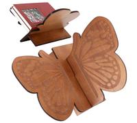 AceOrbit Butterfly Book Display Stand Wooden Book Holder Adjustable Wood Reading Stand Easel Brown for Magazines, Art, Bible, Quran, Textbooks