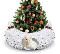 AceOrbit Christmas Cat Tunnel Bed 2.6ft x 2.6ft x 10in Under Christmas Tree for Indoor Cats Xmas Pet Donut Tunnel Foldable Pet Cave Toy for Small Animals Kitten