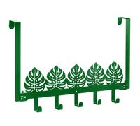 AceOrbit Green Tropical Palm Leaves Over The Door Hooks Hanger Wall Mount Towel Hanger Door Holder Organizer 5 Hooks Farmhouse Rustic Kawaii Decor for Bedroom Bathroom Towel Hat Clothes