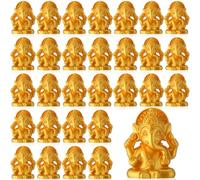 AceOrbit Indian Return Gifts for Pooja Gold Resin Small Elephants Statues Bulk Ganesha Diwali Decor Symbol of Lucky Wealth Prosperity for Diwali Pooja Wedding Housewarming Favor (30 Pcs)