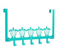 AceOrbit Over The Door Hooks Hanger Wall Mount Towel Hanger Door Holder Organizer 5 Hooks Farmhouse Rustic Kawaii Decor for Bedroom Bathroom Towel Hat Clothes(Teal,Sea Turtle)