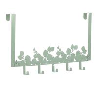 AceOrbit over the Door Hooks Hanger Wall Mount Towel Hanger Door Holder Organizer 5 Hooks Kawaii Farmhouse Rustic Coquettish Decor for Bedroom Bathroom Towel Hat Clothes (Sage Green,Eucalyptus Leaves)