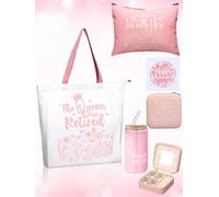 AceOrbit Retirement Gifts for Woman Happy Retired Gifts for Women Happy Cool Retirement Gift Basket for Coworker Teacher Nurse Friend Mom Grandma 16oz Glass Cup Card the Queen Has Retired Sock