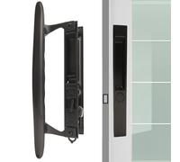ACEPLANET Flush Mount Non-Keyed Sliding Glass Door Handleset, 6-5/8" H.C., Fits 1" to 1-1/8" Thick Doors, Features Night Lock & Hook Latch, Non-Handed, Florida Bronze