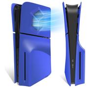 aceplates for PS5 Slim Console with Cooling Vents, Megadream Hard ABS Shockproof Anti-Scratch Dustproof Console Case Cover Replacement Plate Shell for PS5 Slim Disc Edition, 4 Cover Plates, Blue