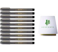 ACEPORTE Zebra Fude Sign Brush Pen Fine (WF1), Calligraphy Pen for Art Drawings, Manga Illustration, Water-Resistant Black Ink, Pack of 10 & Original Sticky note