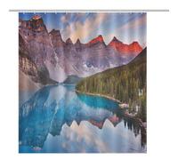 ACEPrints Canada Shower Curtain Moraine Lake at Sunrise,Banff National Park,Canada Bathroom Decor Waterproof Fabric Shower Curtain Set with Hooks 72x72 Inch