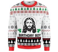 ACEPrints Christmas Sweatshirts for Men Women Polyester Crewneck Sweatshirt Women Men Xmas Shirt Sweatshirts, Jesus-christmas, L