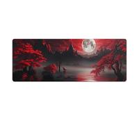 ACEPrints Darkness Red Moon Large Extended Gaming Mouse Pad (12x31.5in) - Durable Stitched Edges XXL Desk Mat for Keyboard and Mouse - Water Resistant & Non-Slip Rubber Base