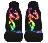 ACEPrints Fire Rainbow Dragon Car Seat Covers Set of 2ps