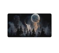 ACEPrints Full Moon in The Night Sky Forest Landscape Large Extended Gaming Mouse Pad (16x30in) - Durable Stitched Edges XXL Desk Mat for Keyboard and Mouse - Water Resistant & Non-Slip Rubber Base