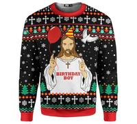 ACEPrints Funny Ugly Christmas Sweatshirts for Men Women for Men Women Polyester Sweatshirt, Jesus Birthday, XL
