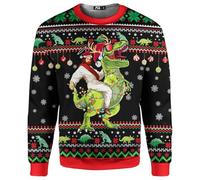 ACEPrints Funny Ugly Christmas Sweatshirts for Men Women for Men Women Polyester Sweatshirt, Jesus Dinosaur, 5XL