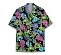 ACEPrints Hawaiian Shirt for Men Casual Button-Down Shirts Mens Hawaiian Shirts Short Sleeve Button Down Shirt Men, Skull a, M