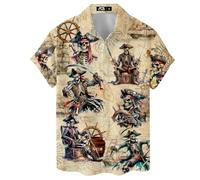 ACEPrints Hawaiian Shirt for Men Casual Button-Down Shirts Mens Hawaiian Shirts Short Sleeve Button Down Shirt Men, Pirate, XL