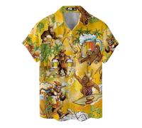 ACEPrints Hawaiian Shirt for Men Casual Button-Down Shirts Mens Hawaiian Shirts Short Sleeve Button Down Shirt Men, Drinking Bigfoot, XL