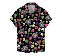 ACEPrints Hawaiian Shirt for Men Casual Button-Down Shirts Mens Hawaiian Shirts Short Sleeve Button Down Shirt Men, Aliens Vacation, L