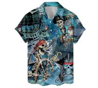 ACEPrints Hawaiian Shirts for Men Casual Button-Down Shirts Mens Hawaiian Shirts Short Sleeve Button Down Shirt Men, Pirate 1, 3XL