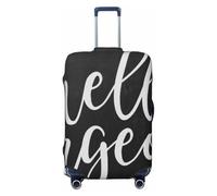 ACEPrints Hello Gorgeous White Script Luggage Cover, Premium Washable Suitcase Protector with Secure Zipper & Buckle Closure, Fits 18-32 Inch Travel Luggage