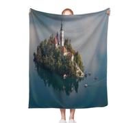 ACEPrints Island Soft Warm Throw Blankets for Couch Church On Island in Lake Bled Slovenia Cozy Blanket for Couch,Bed,Office & Travel All Season Comfort 60x80 Inch