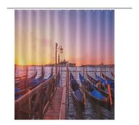 ACEPrints Italian Shower Curtain Italian Gondolas at Sunrise Bathroom Decor Waterproof Fabric Shower Curtain Set with Hooks 72x80 Inch