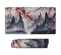 ACEPrints Japanese Watercolor Cherry Blossoms Large Extended Gaming Mouse Pad for Desk, 30 X 16 Inch Keyboard and Mouse Mat, Waterproof Desk Pad with Stitched Edges, Non-Slip Rubber Base