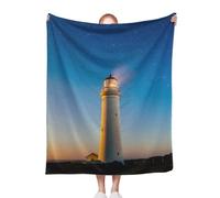ACEPrints Lighthouse Soft Warm Lightweight Blankets Cozy Blankets Lighthouse Ocean Coast Sunset Navigation Tower White Blue Bed Living Room Sofa Couch Birthday Decor 30x40 Inch