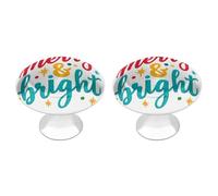 ACEPrints Merry Bright in Colorful Glitter Round Drawer Cabinet Knobs Handles with Screws,2 Pcs