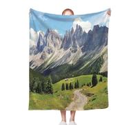 ACEPrints Mountain Soft Warm Lightweight Blankets Cozy Blankets Pine Tree Meadows and Mountain Green White Blue Bed Living Room Sofa Couch Birthday Decor 30x40 Inch