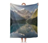 ACEPrints Mountain Soft Warm Throw Blankets for Couch Beautiful Sunrise Over Mountain Lake in Julian Alps Cozy Bed Blankets Throws for Living Room Decor 50x60 Inch