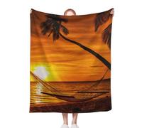 ACEPrints Palm Tree Soft Warm Lightweight Blankets Cozy Blankets Hammock On A Palm Tree Sunset On Tropical Fiji Cozy Blanket for Couch,Bed,Office & Travel All Season Comfort 50x60 Inch