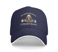 ACEPrints PTSD Awareness Cap My Demons Know I Fight Back Baseball Hat Navy Blue