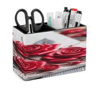 ACEPrints Roses on Wooden Board PU Leather Pen Holder for Desk Double Compartments.Multi-Functional Pencil Holder for Office Cosmetics Gifts. Remote Control Holder 4.3 * 2.8 * 5.9 In.